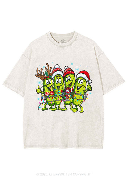 Christmas Cheerful Pickles Y2K Shirts Washed Tee Cherrykitten