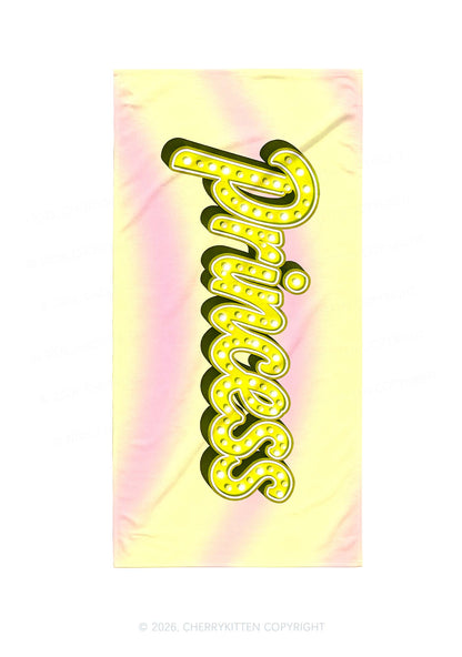 Pink Yellow Gradient Princess Y2K Beach Towel Cherrykitten