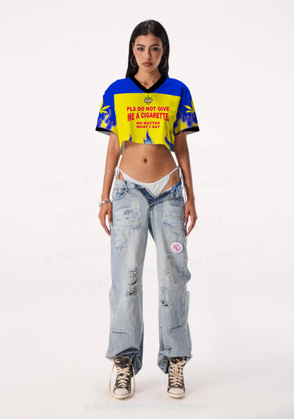 Dont Give Me Cigarette Y2K Crop Sport Jersey Shirts Cherrykitten