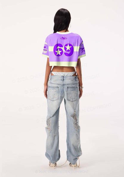 Purple Faggot Stripes Pride Y2K Crop Sport Jersey Shirts Cherrykitten