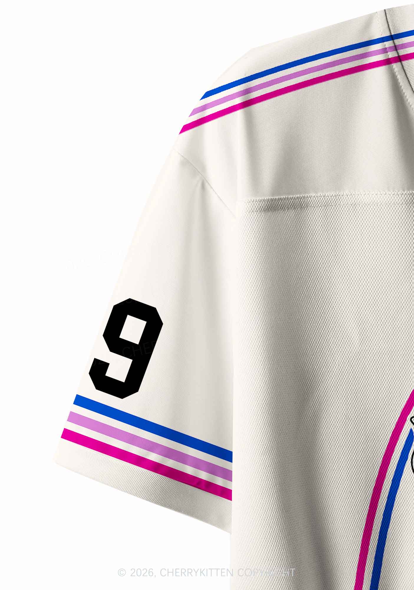 Creamy White Bisexual Mess Pride Y2K Crop Sport Jersey Shirts Cherrykitten