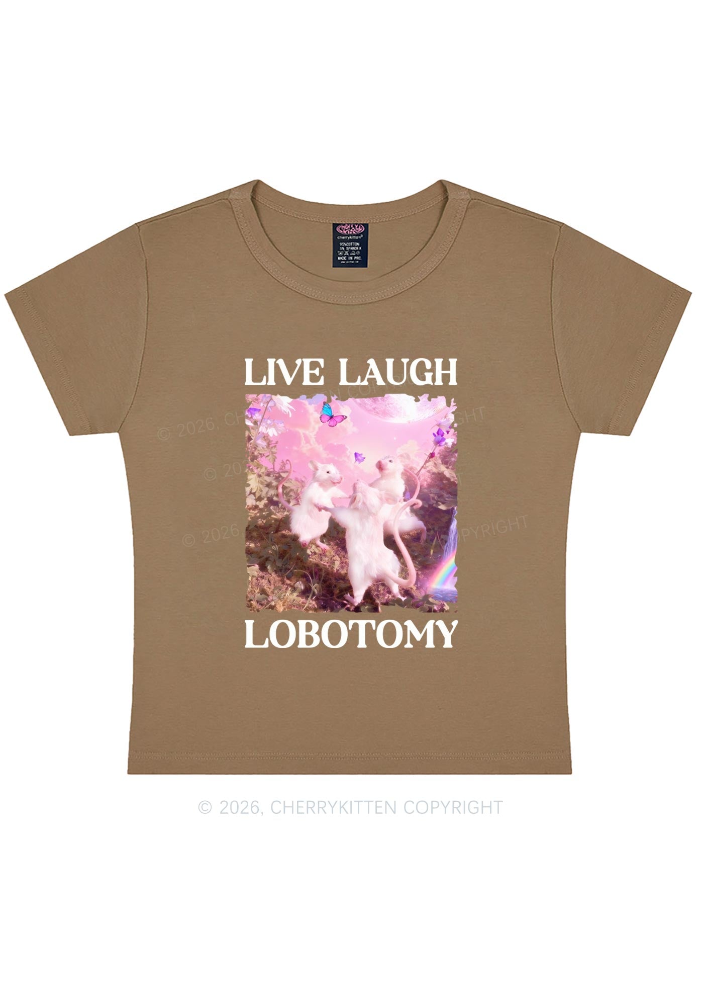 Live Laugh Lobotomy Rats Y2K Baby Tee Cherrykitten Art by OhStuffinell Taxidermy