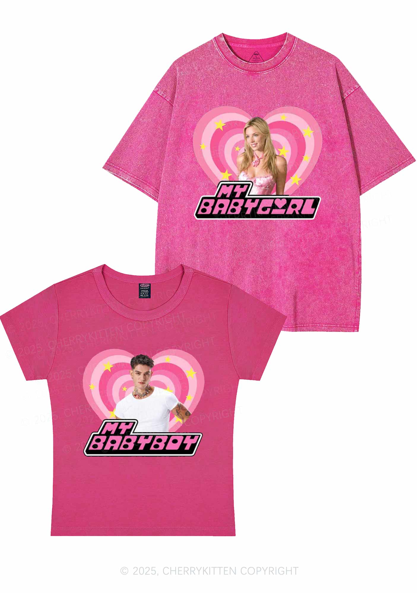 Custom Photo My Baby Y2K Valentine's Day Couple Shirt Cherrykitten