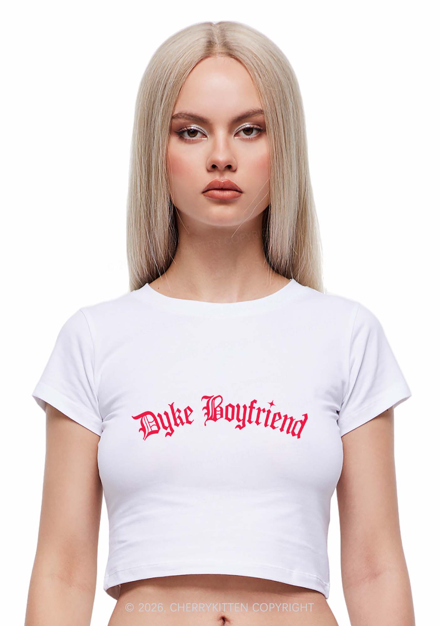 Dyke Boyfriend Pride Y2K Baby Tee Cherrykitten