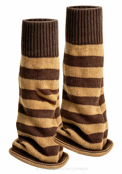 Stripes Knited Y2K Leg Warmers Cherrykitten