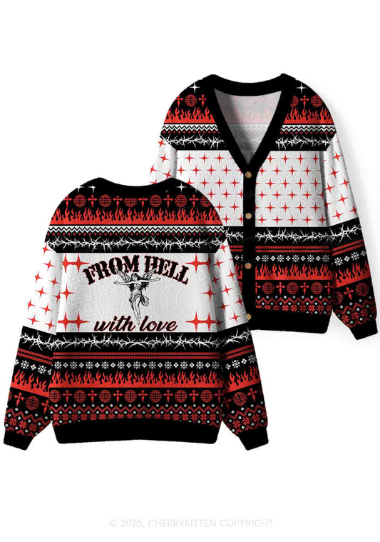 From Hell With Love Y2K Christmas Cardigan Knit Sweatshirt Cherrykitten