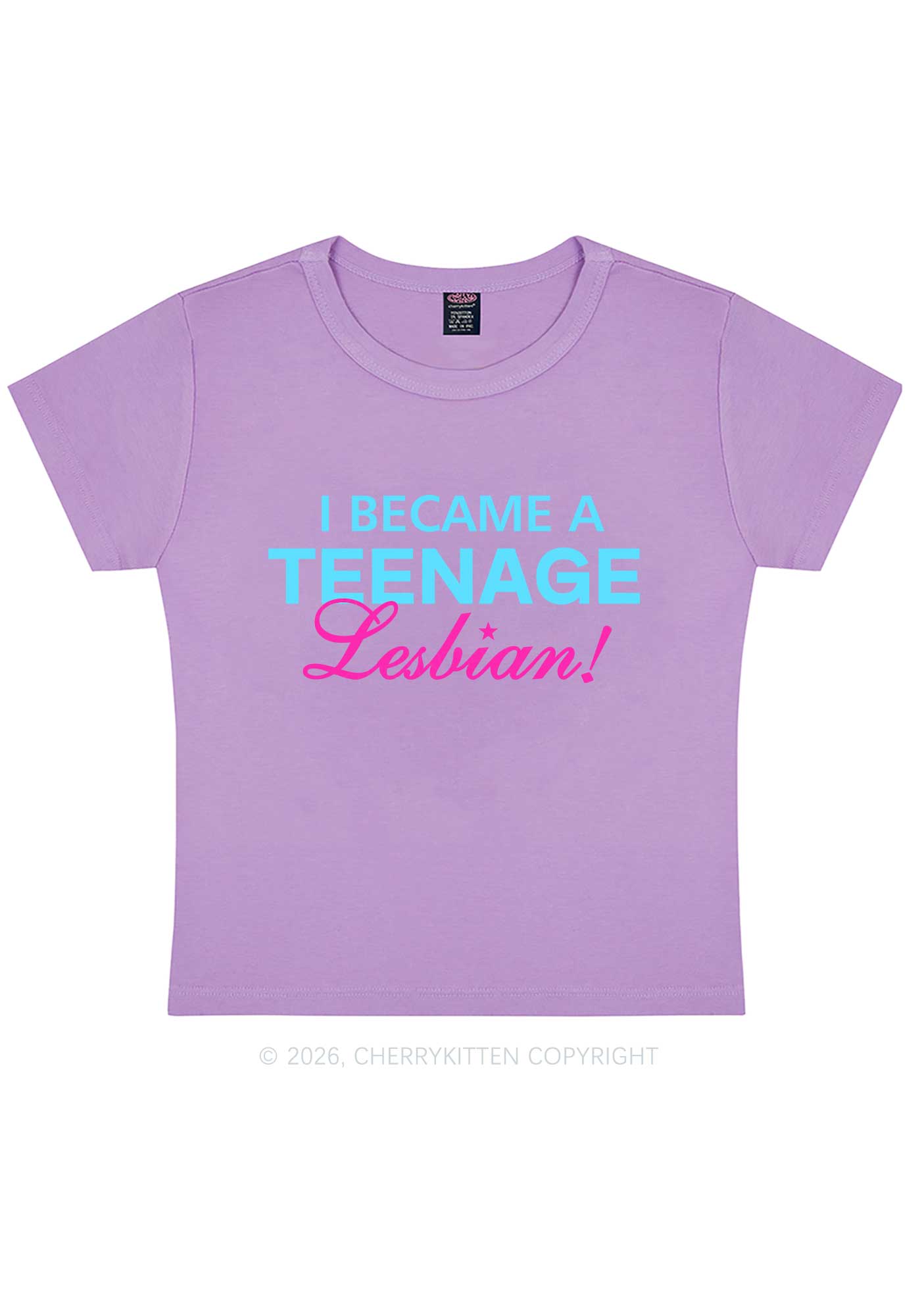 I Became A Teenage Lesbian Pride Y2K Baby Tee Cherrykitten