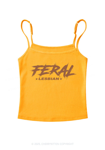 Feral Lesbian Pride Y2K Spaghetti Strap Cami Cherrykitten