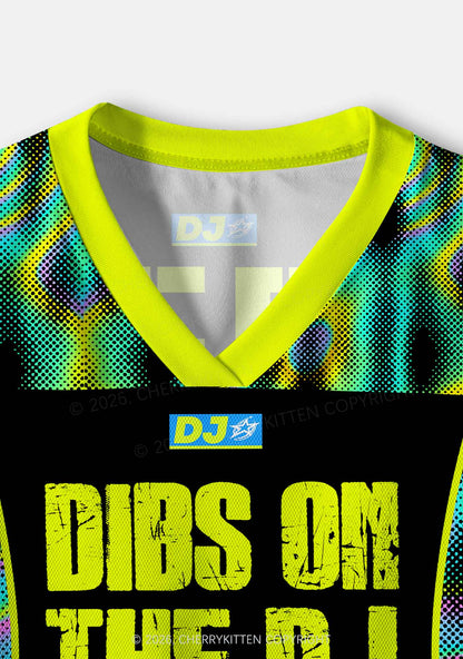 Neon Dibs On The DJ Y2K Crop Sport Jersey Shirts Cherrykitten