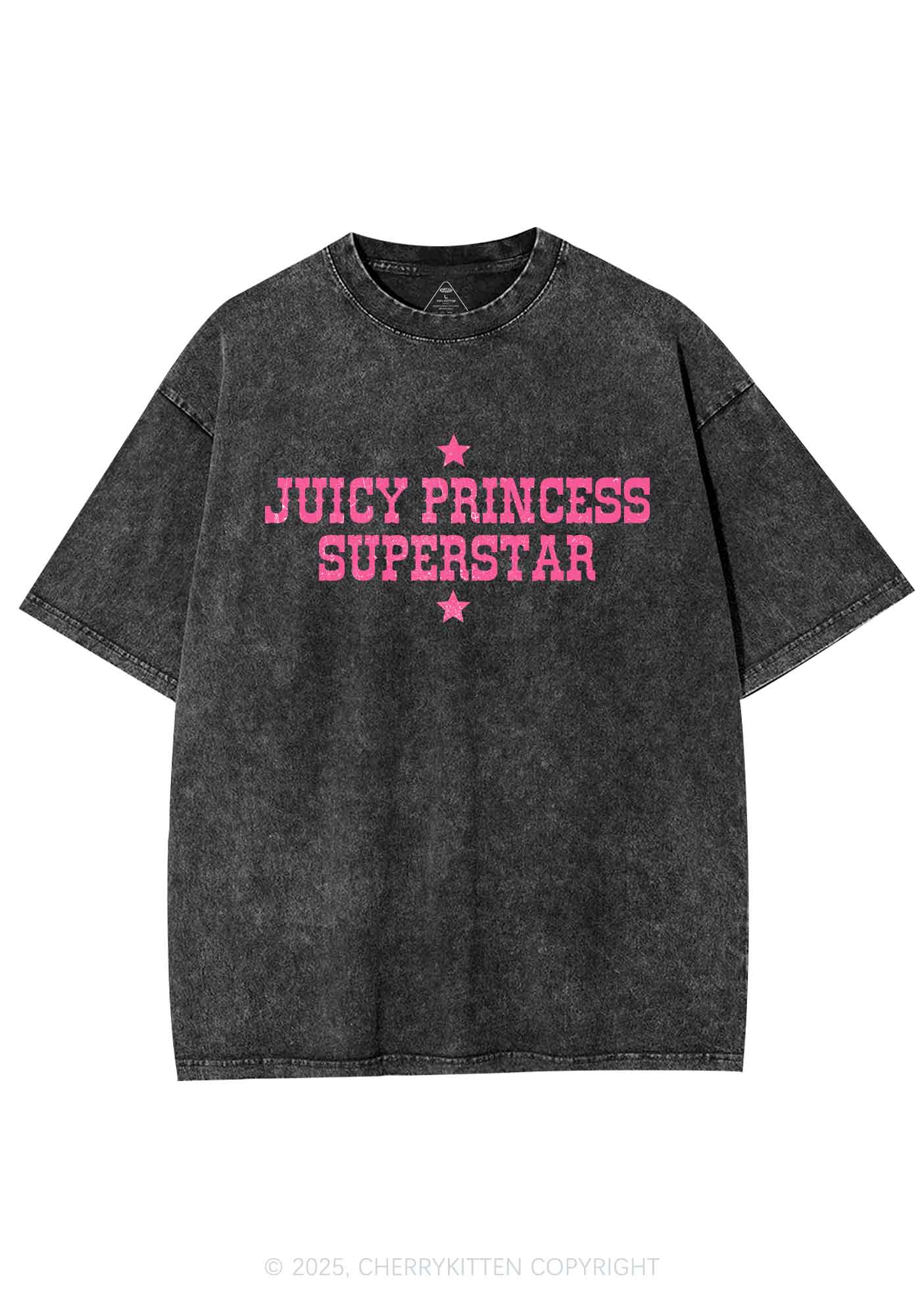 Juicy Princess Superstar Y2K Shirts Washed Tee Cherrykitten