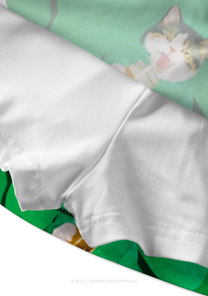 Lucky Cat St Patricks Y2K Print Mini Skirt Cherrykitten