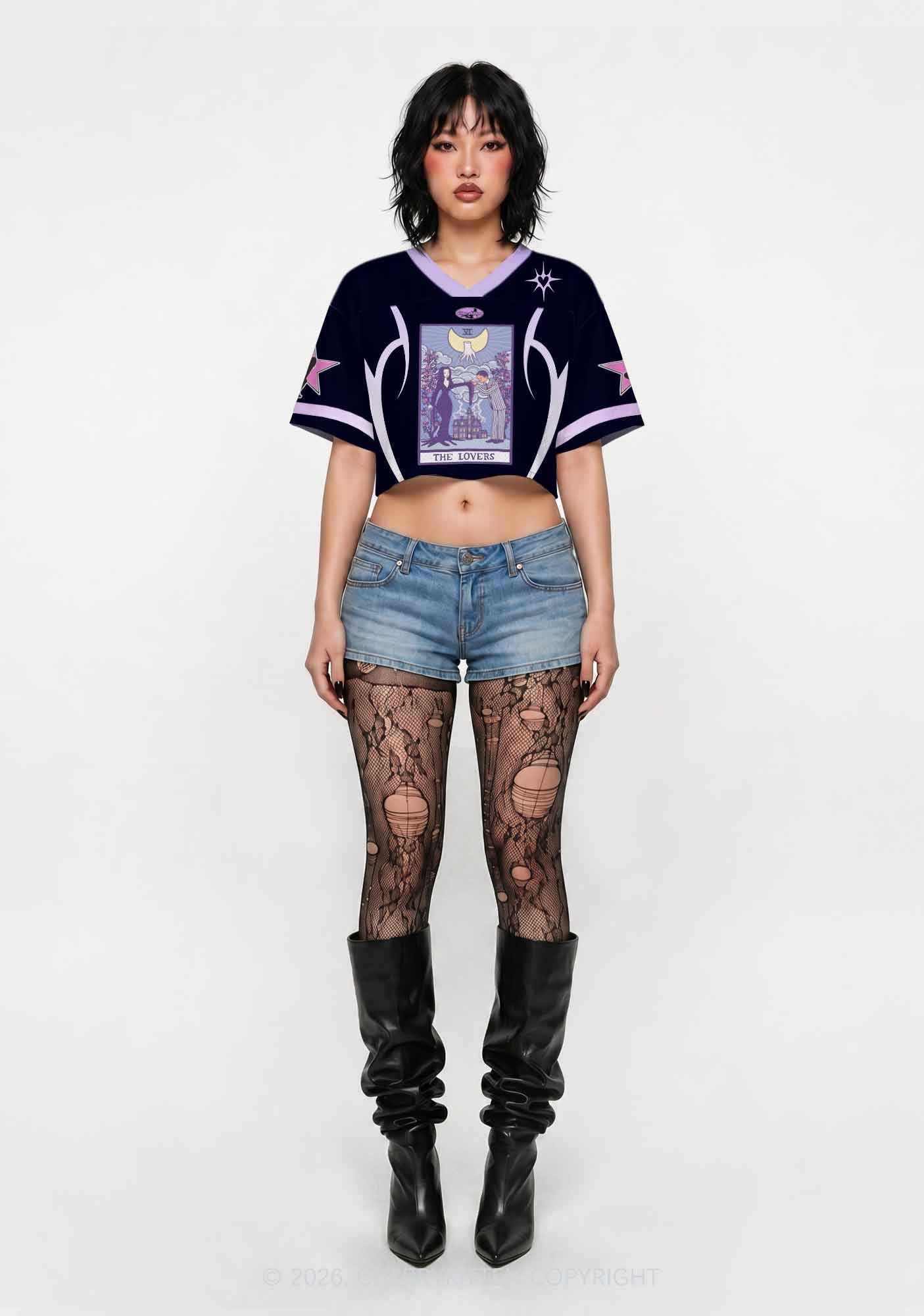 Purple Lovers Y2K Crop Sport Jersey Shirts Cherrykitten