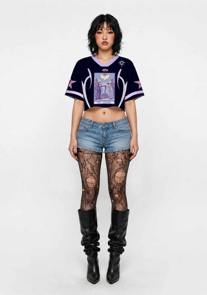 Purple Lovers Y2K Crop Sport Jersey Shirts Cherrykitten