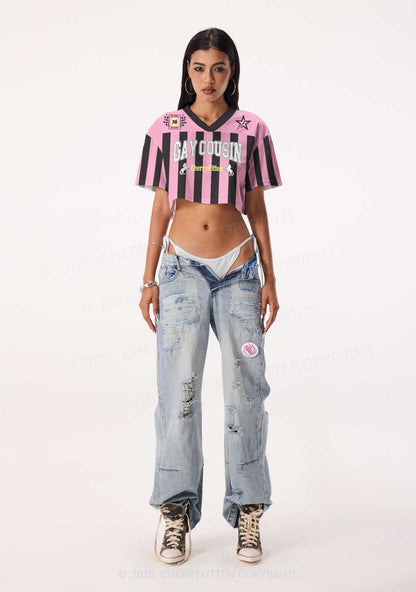 Gay Cousin Pride Y2K Crop Sport Jersey Shirts Cherrykitten