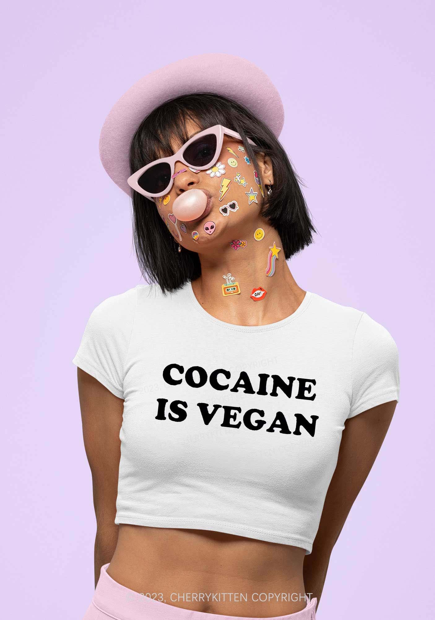 Cola Is Vegan Y2K Baby Tee Cherrykitten