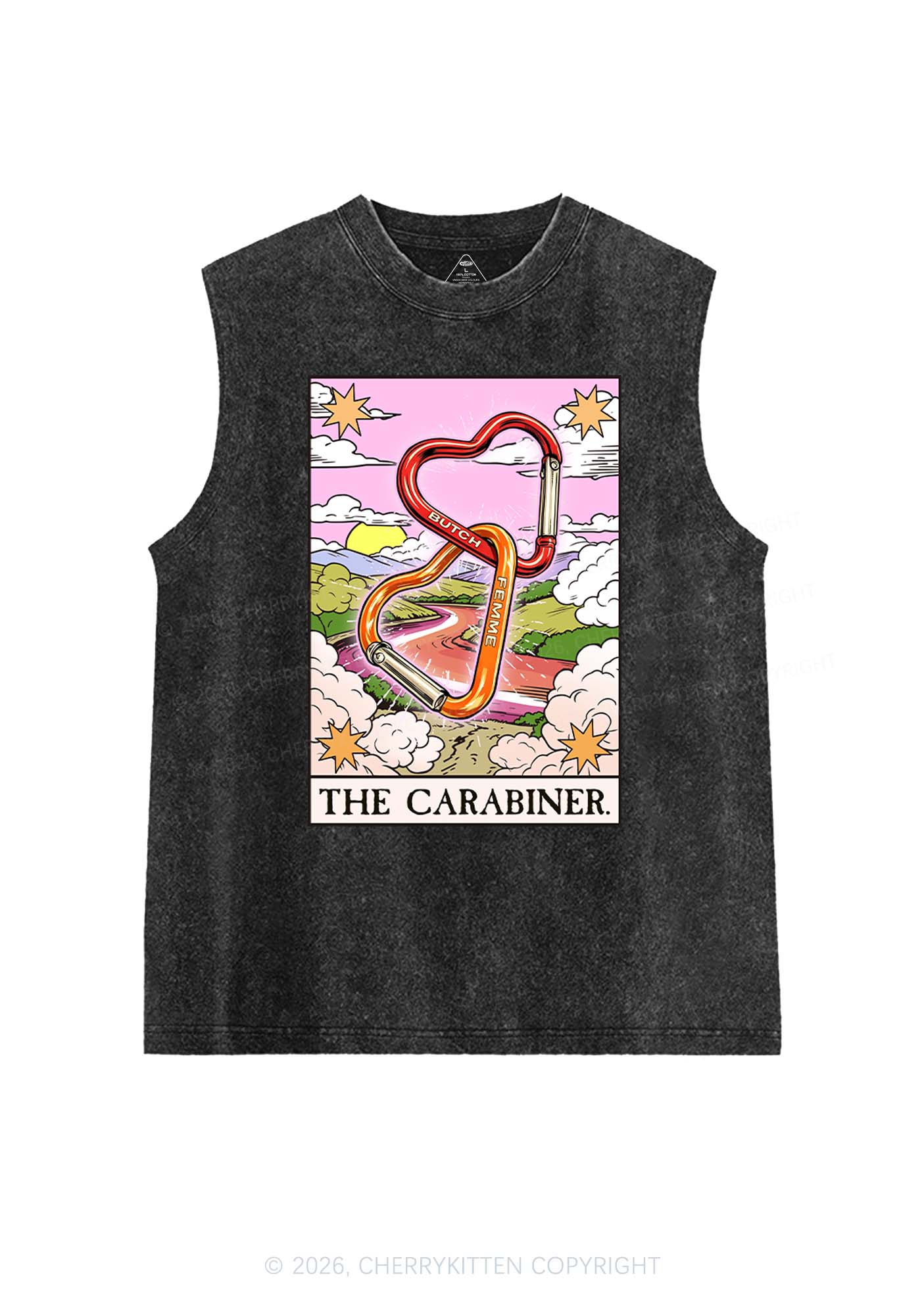 The Carabiner Tarot Pride Y2K Washed Muscle Tank Cherrykitten