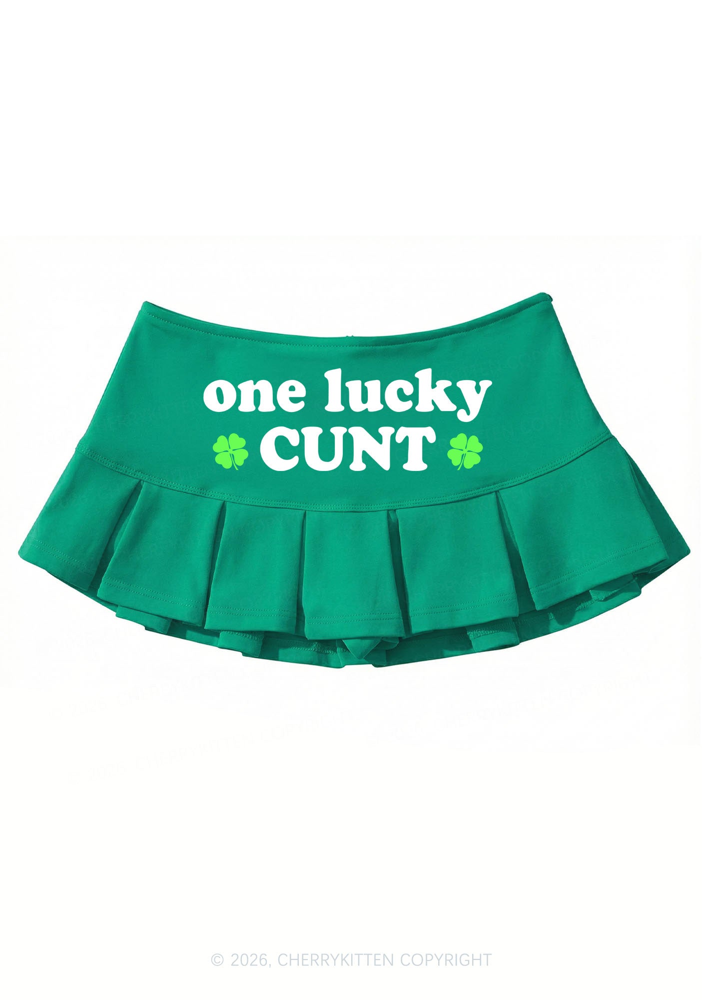 One Lucky Cxxt St Patricks Y2K Mini Pleated Skirts Cherrykitten