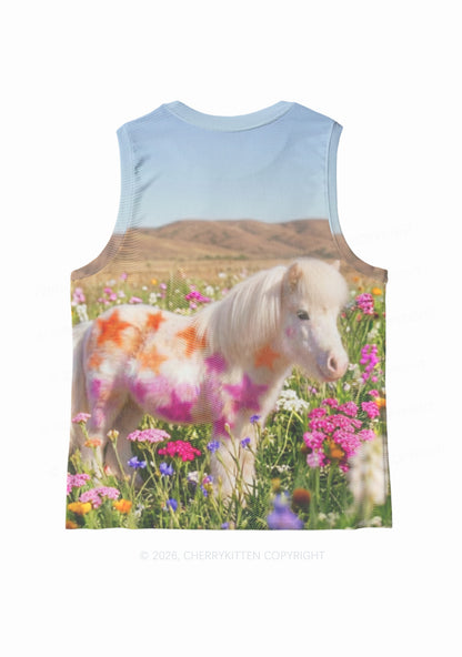 Lesbian Stars Pony Pride Y2K Mesh Muscle Tank Cherrykitten