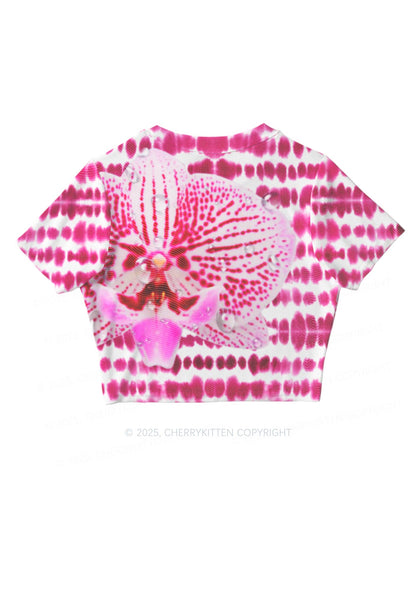 Pink Orchid Dewdrops Y2K Mesh Crop Top Cherrykitten