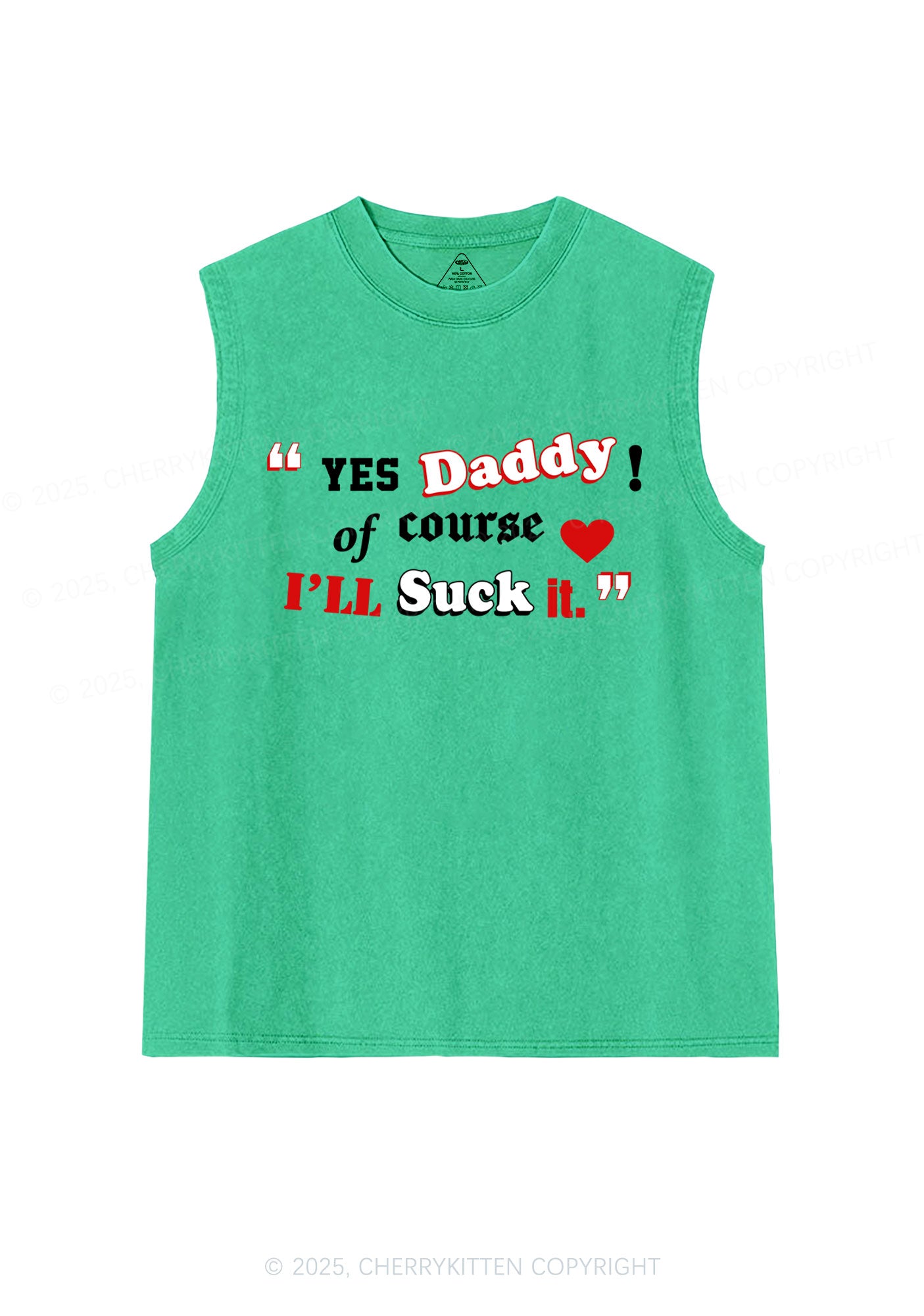 Daddy Suck It Y2K Washed Muscle Tank Cherrykitten