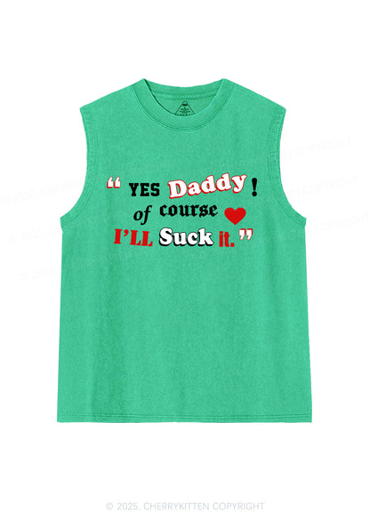 Daddy Suck It Y2K Washed Muscle Tank Cherrykitten