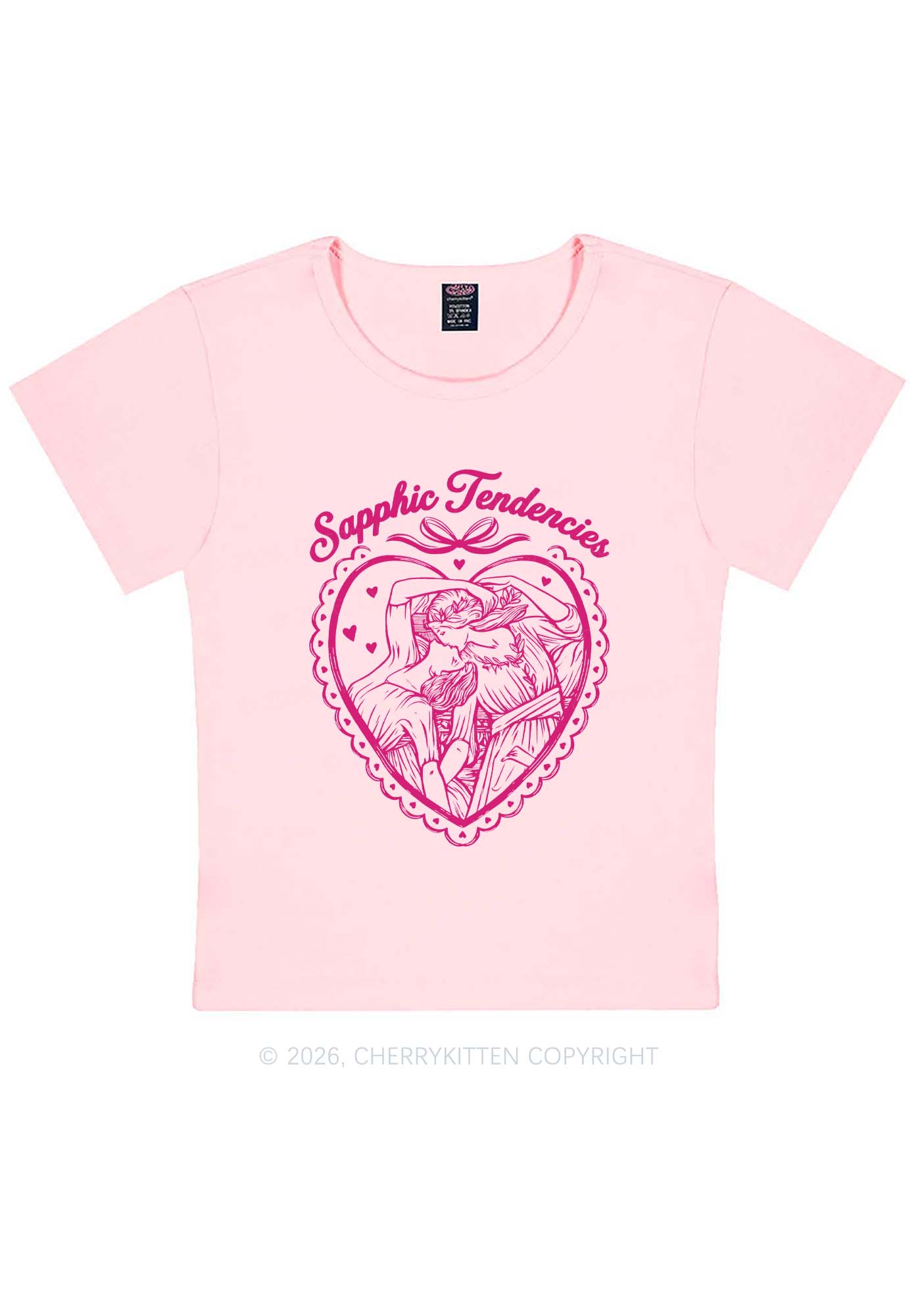 Sapphic Tendencies Art Pride Y2K Baby Tee Cherrykitten