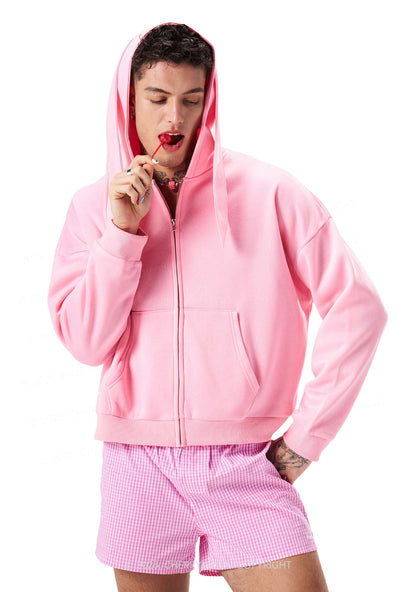 Plain Y2K Pink Gingham Boxer Men Shorts Cherrykitten