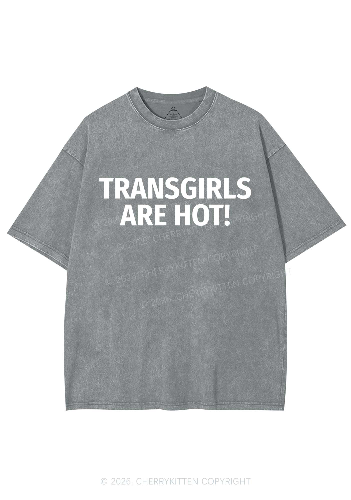 Transgirls Are Hot Pride Y2K Shirts Washed Tee Cherrykitten