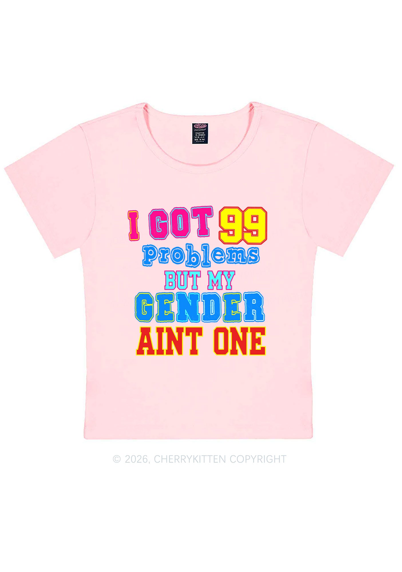 Gender Aint One Pride Y2K Baby Tee Cherrykitten