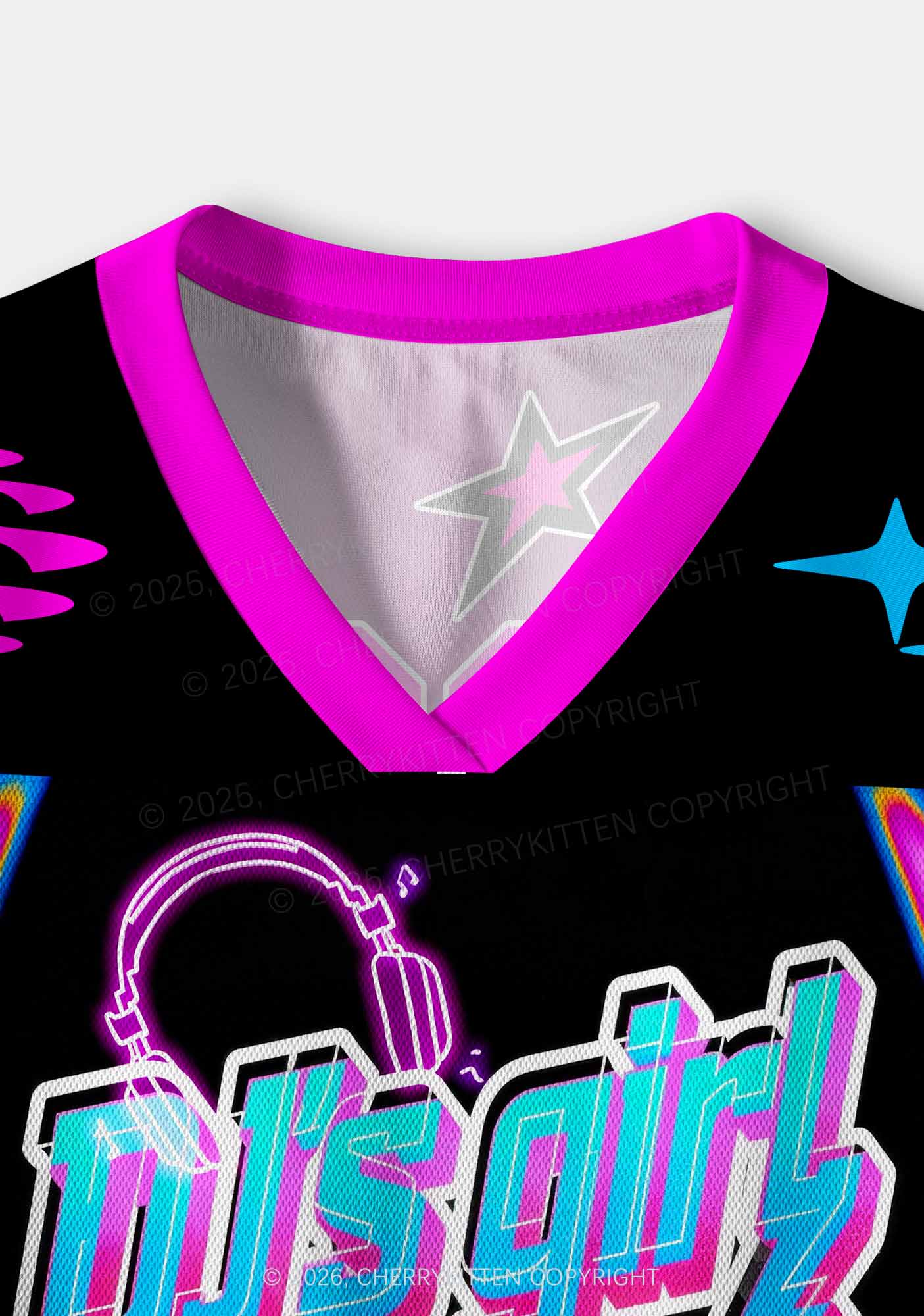 DJs Girl Neon Boombox Y2K Crop Sport Jersey Shirts Cherrykitten