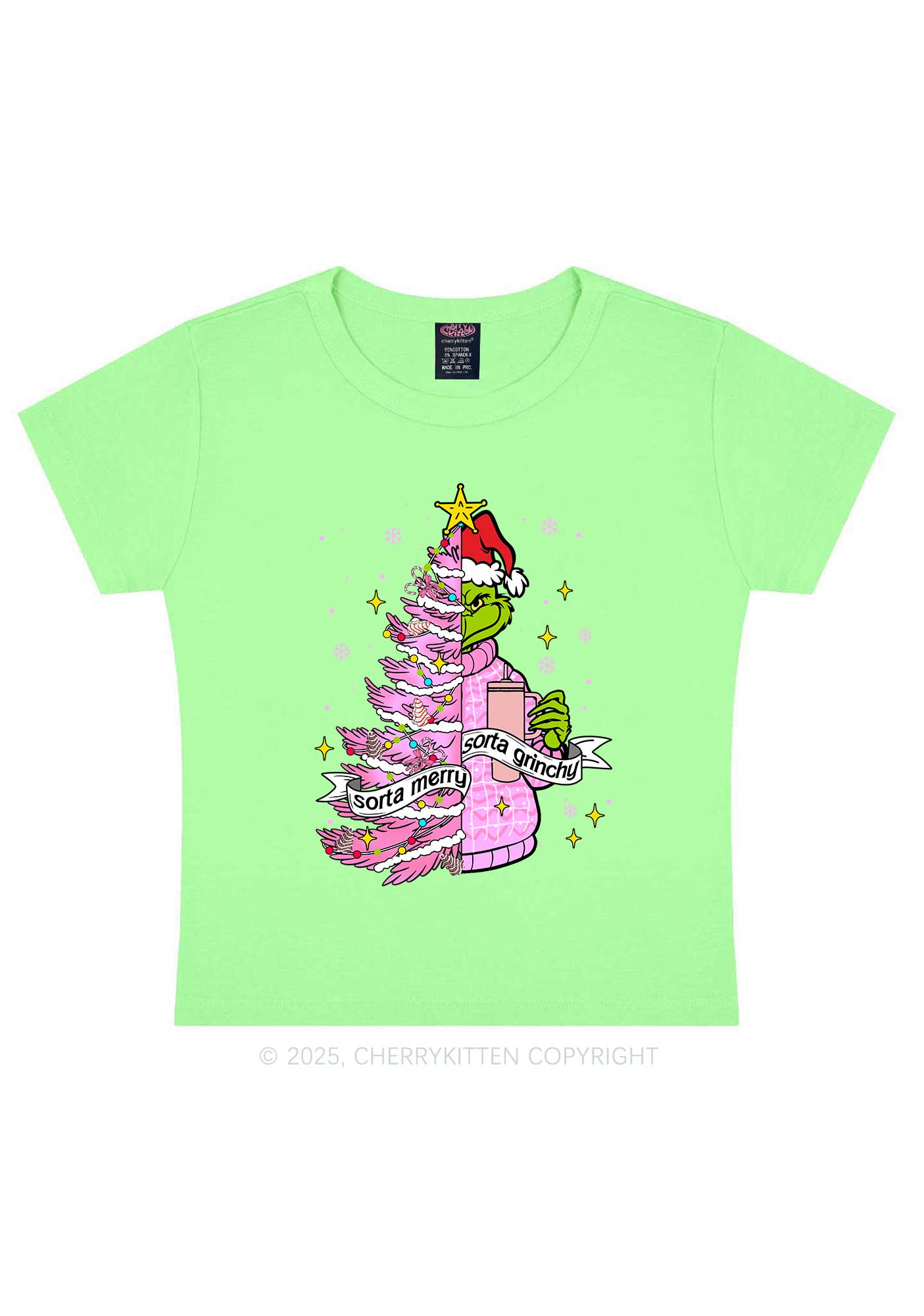 Christmas Sorta Merry Y2K Baby Tee Cherrykitten