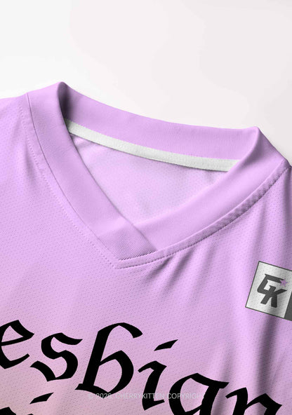 Purple Lesbian Princess Pride Y2K Crop Football Jersey Shirts Cherrykitten