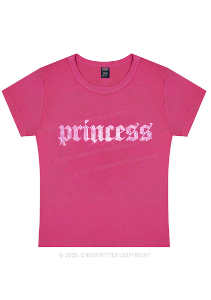 Rhinestone Princess Y2K Baby Tee Cherrykitten