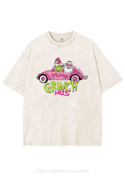 Christmas Pink Car Y2K Washed Tee Cherrykitten