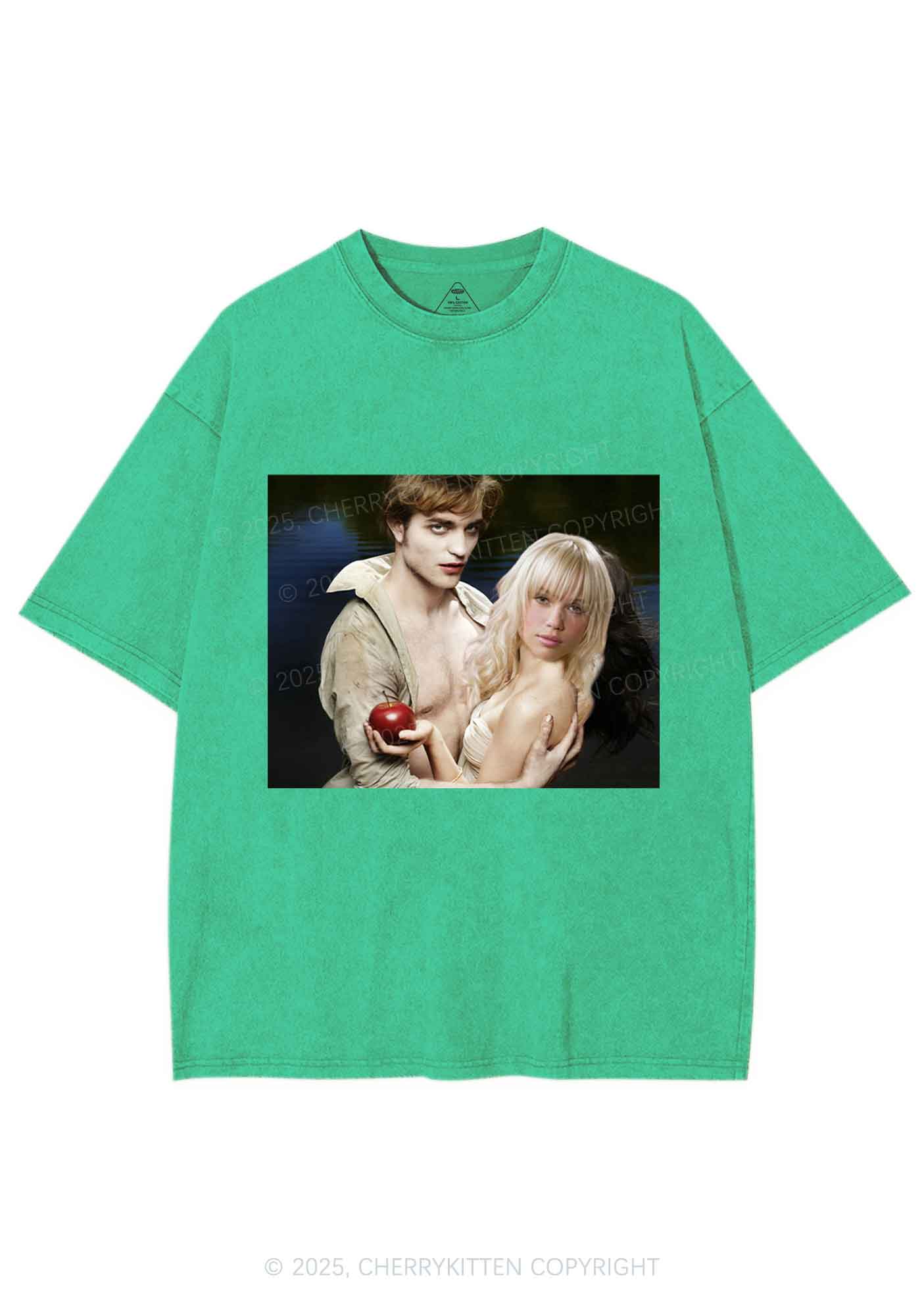 Custom Vampire Lover Photo Y2K Shirts Washed Tee Cherrykitten