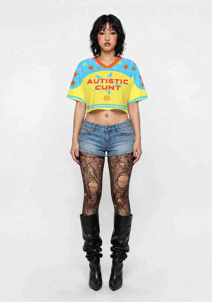 Autistic Cxxt Stars Y2K Crop Sport Jersey Shirts Cherrykitten