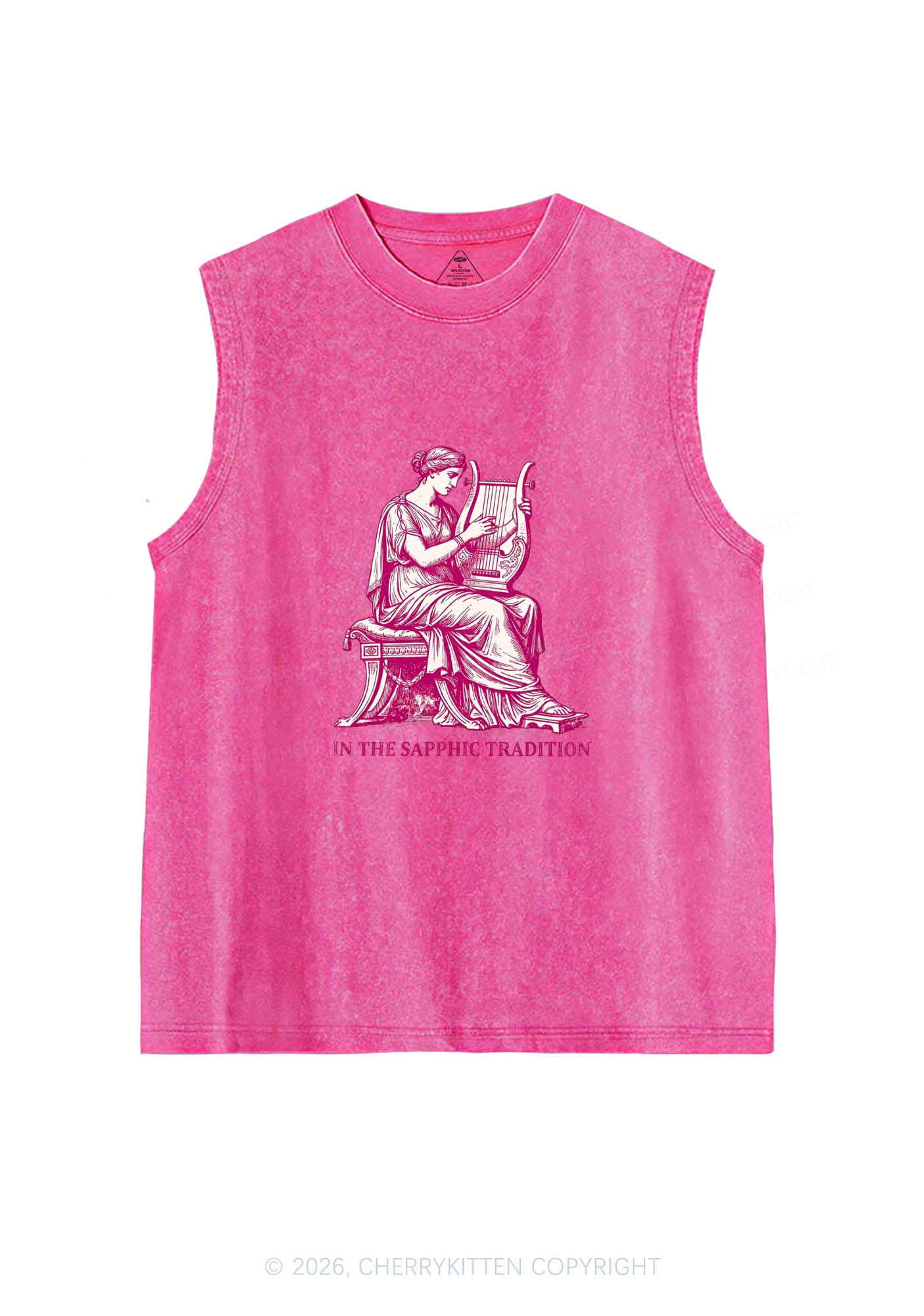 In The Sapphic Tradition Pride Y2K Washed Muscle Tank Cherrykitten