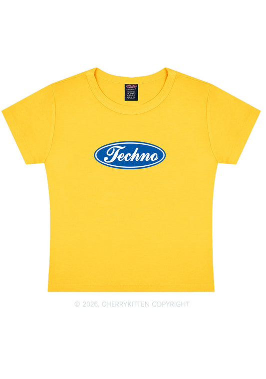 Oval Techno Y2K Baby Tee Cherrykitten