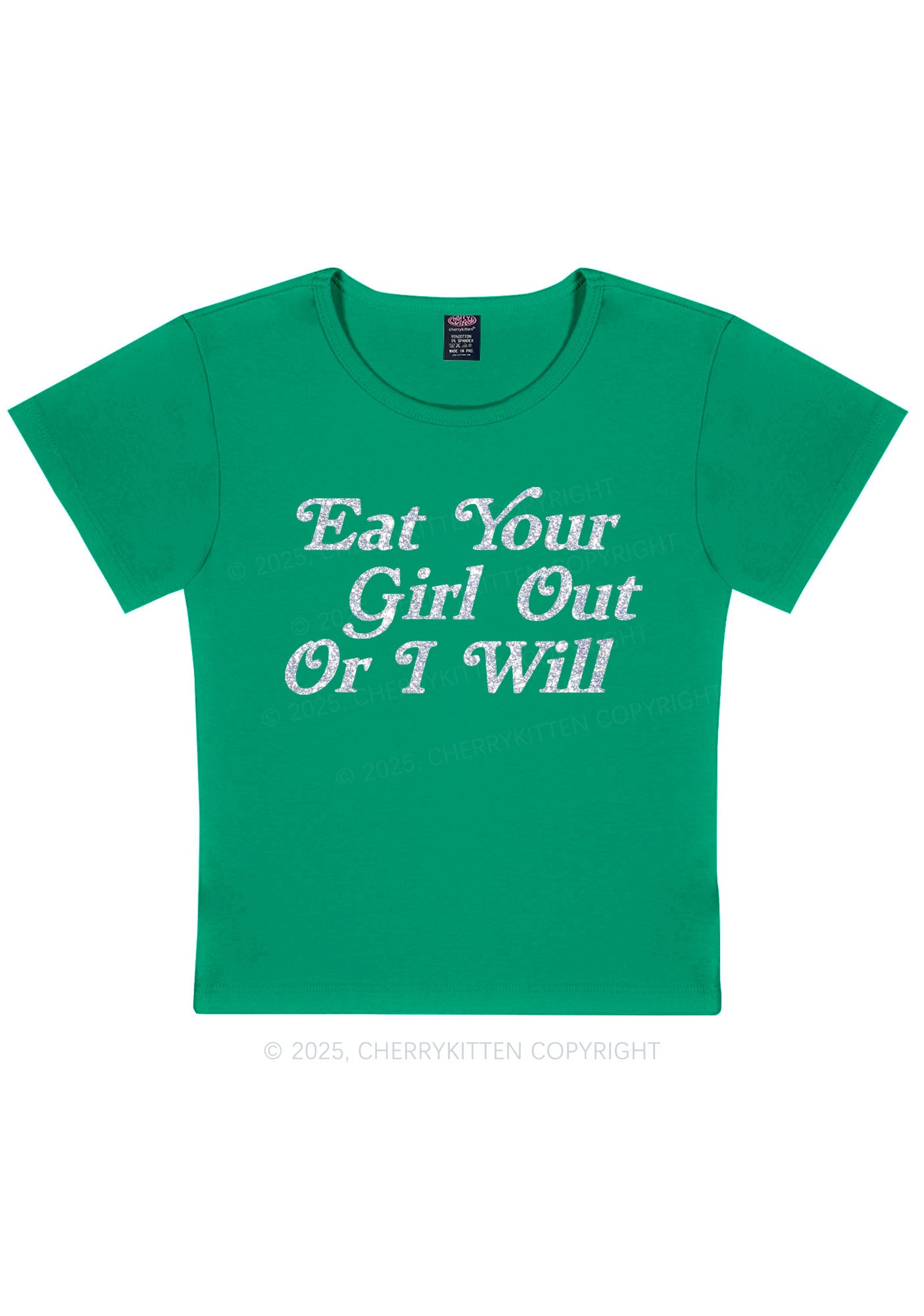 Glitter Eat Your Girl Out Y2K Baby Tee Cherrykitten