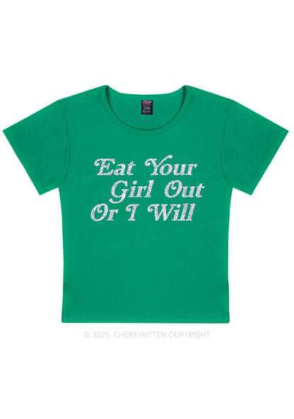 Glitter Eat Your Girl Out Y2K Baby Tee Cherrykitten