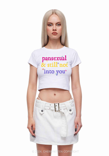 Pansexual Not Into You Y2K Baby Tee Cherrykitten