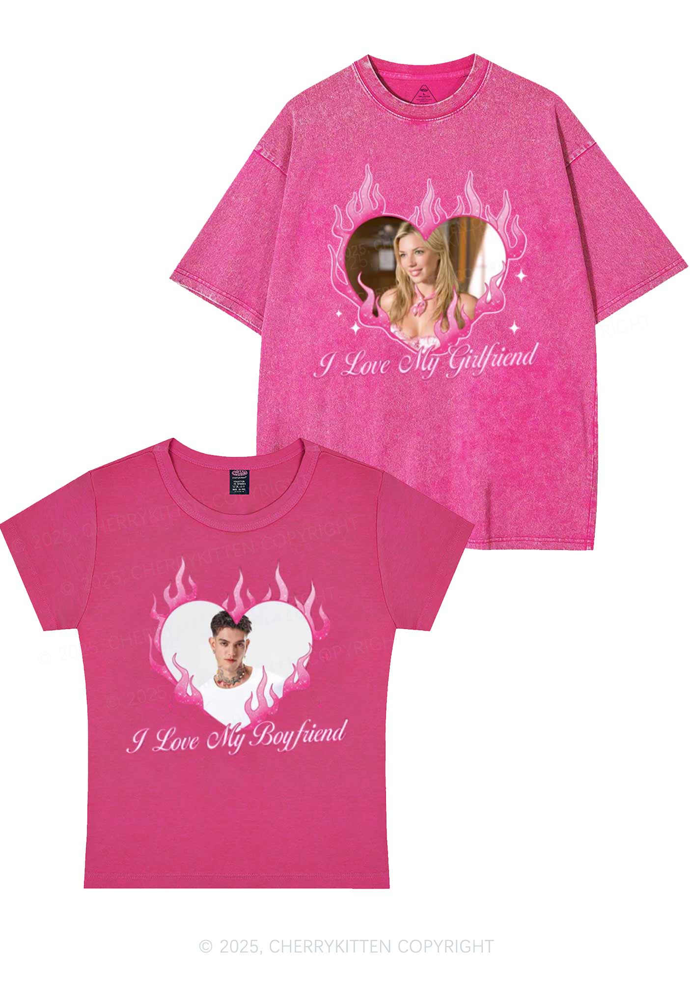 Custom I Love My GF BF Y2K Valentine's Day Couple Shirt Cherrykitten