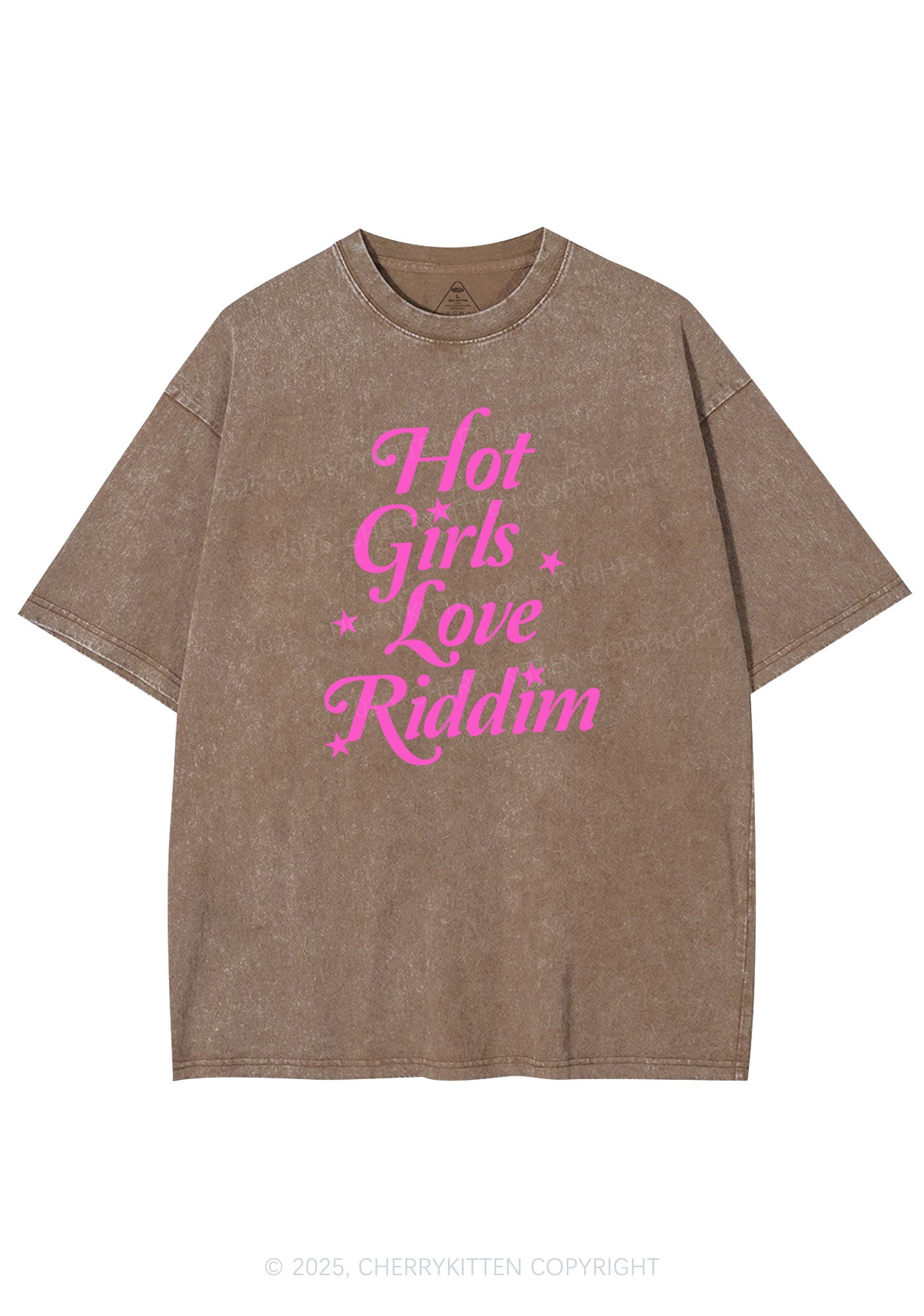 Hot Girls Love Riddim Y2K Shirts Washed Tee Cherrykitten