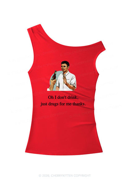 Oh I Dont Drink Y2K Off Shoulder Tank Top Cherrykitten