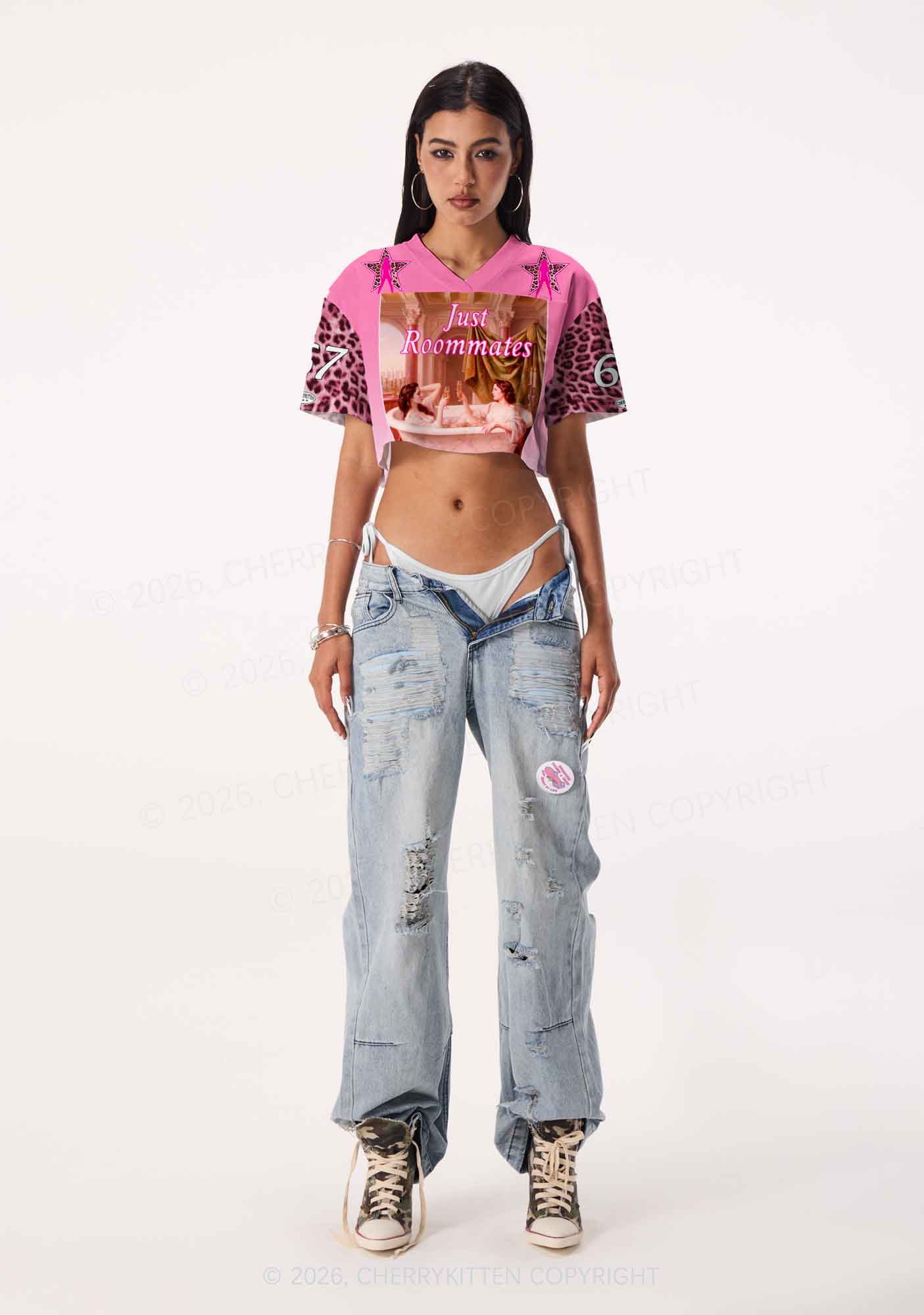 Just Roommates Pride Y2K Crop Sport Jersey Shirts Cherrykitten