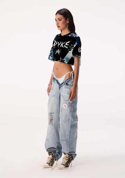 Black Thorn Dyke Pride Y2K Crop Sport Jersey Shirts Cherrykitten