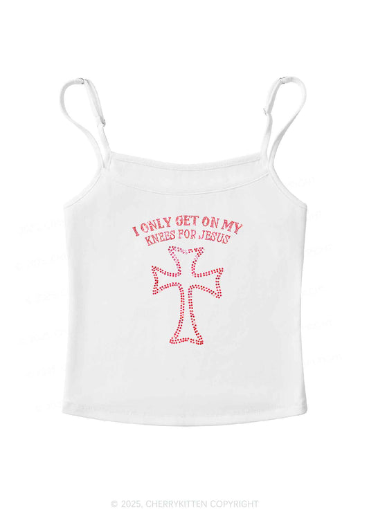 Rhinestone Get On Knees For Jesus Y2K Spaghetti Strap Cami Cherrykitten