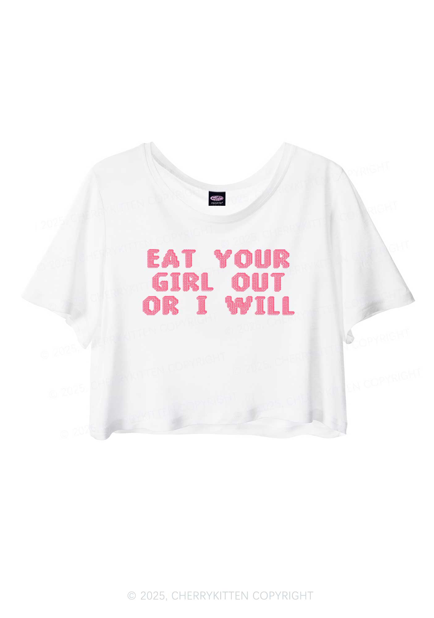 Eat Your Girl Out Pride Y2K Sheer Crop Tee Cherrykitten