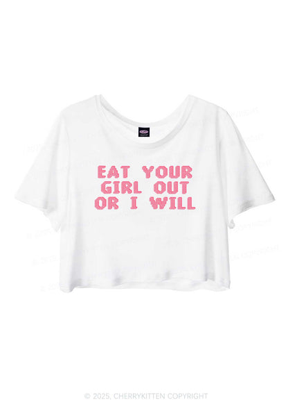 Eat Your Girl Out Pride Y2K Sheer Crop Tee Cherrykitten
