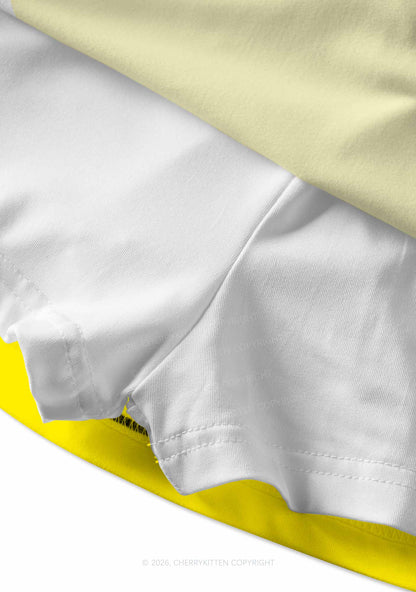 Yellow Green Stripe Star Y2K Print Mini Skirt Cherrykitten